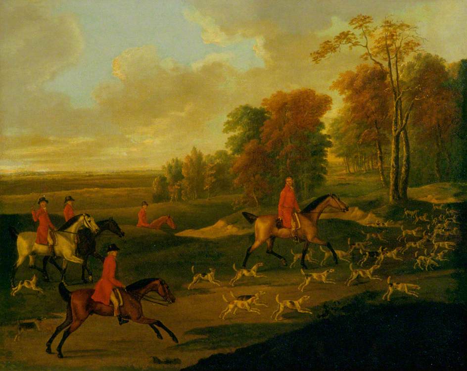 Hunting Scene, the Start, vintage artwork by John Nost Sartorius, 12x8" (A4) Poster