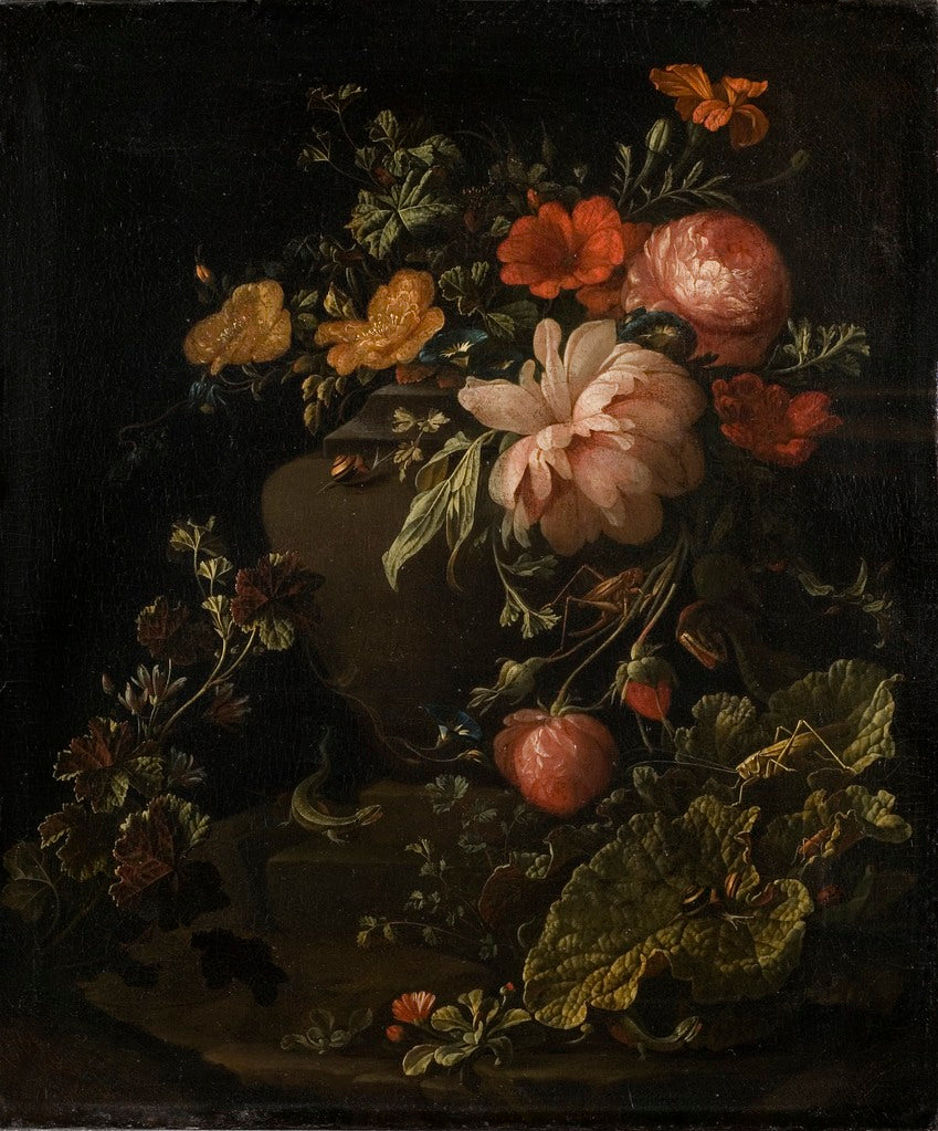 Flowers, Lizards and Insects, vintage artwork by Elias van den Broeck, 12x8" (A4) Poster