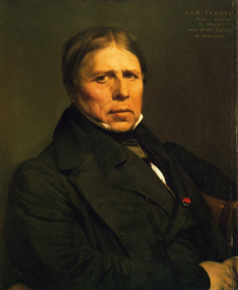 Self Portrait at the Age of 78, vintage artwork by Jean-Auguste-Dominique Ingres, 12x8" (A4) Poster
