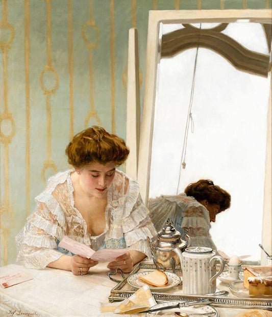 A morning missive, vintage artwork by Joseph Leempoels, 12x8" (A4) Poster