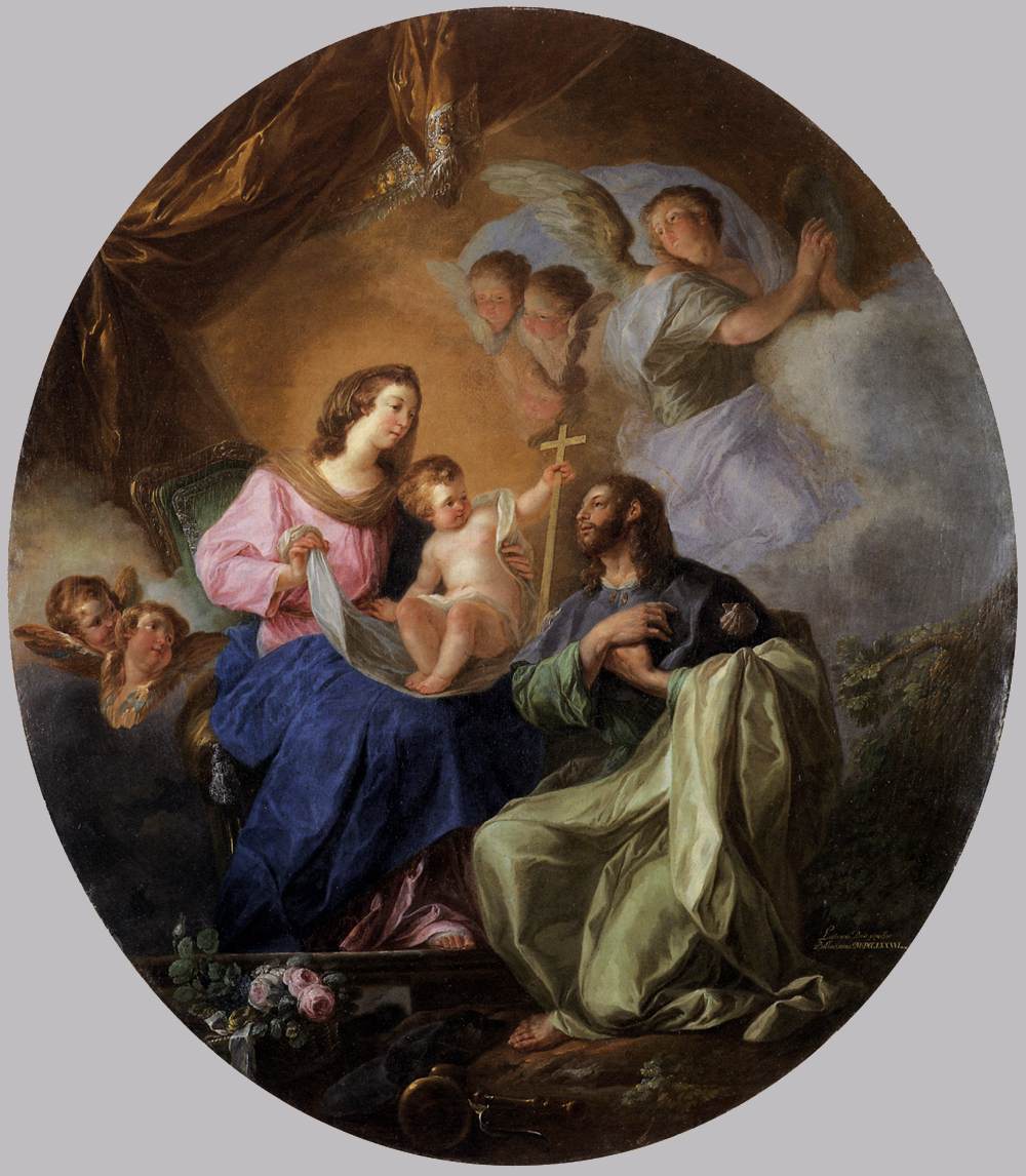 Virgin and Child with St James the Great, vintage artwork by Luis Paret y Alcazar, 12x8" (A4) Poster