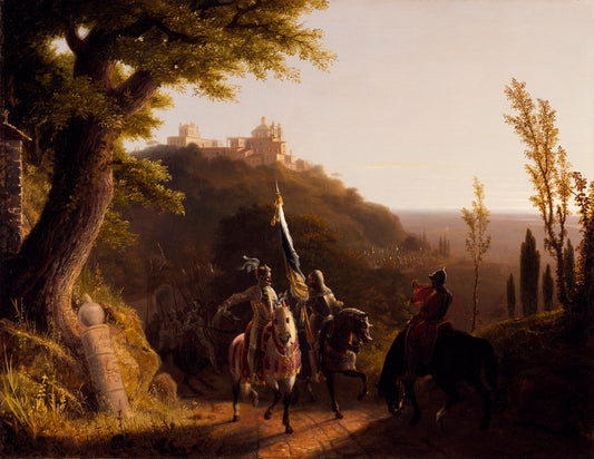 The Duke of Bourbon's Halt at La Riccia, on His March to the Assau Rome, May 3d, 1527, vintage artwork by Robert Walter Weir, A3 (16x12") Poster Print
