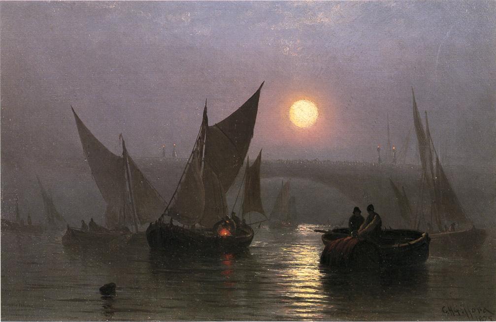 Battersea Bridge, London, vintage artwork by Charles Henry Gifford, 12x8" (A4) Poster