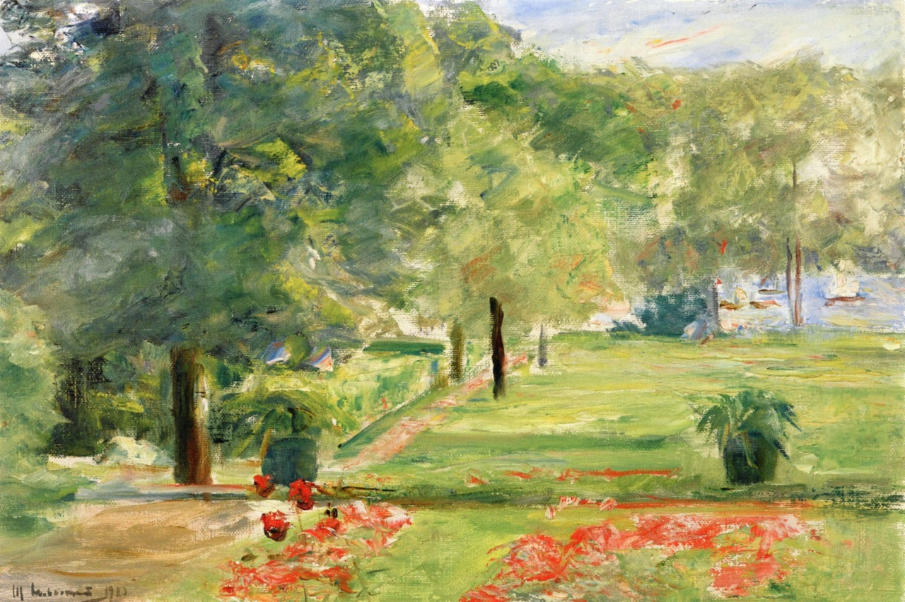 Flower Terrace, Wannsee Garden to the East, vintage artwork by Max Liebermann, 12x8" (A4) Poster