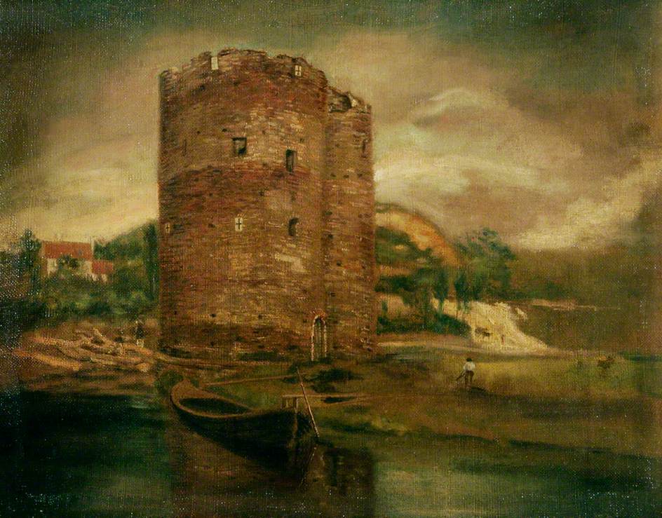 The Cow Tower, Norwich, vintage artwork by Attributed to John Crome, 12x8" (A4) Poster