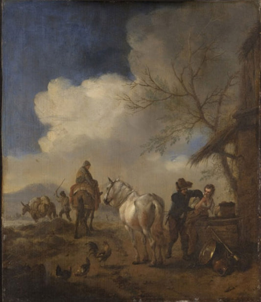 The Importunate Groom, vintage artwork by Philips Wouwerman, 12x8" (A4) Poster
