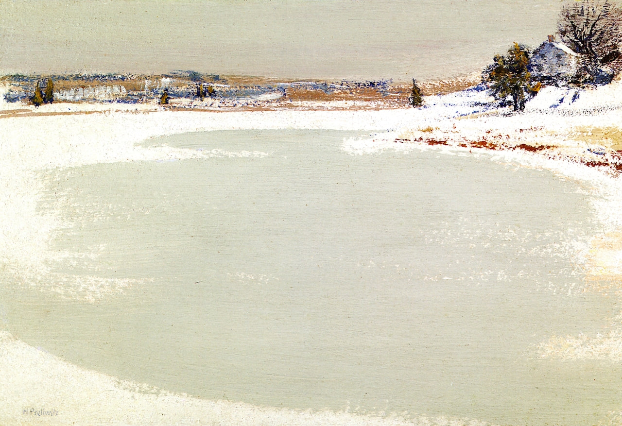 Winter, Richmond Creek, Peconic, New York, vintage artwork by Henry Prellwitz, 12x8" (A4) Poster