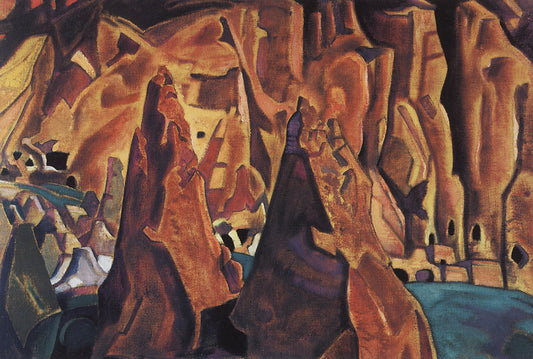 Caves, New Mexico, vintage artwork by Nicholas Roerich, 12x8" (A4) Poster