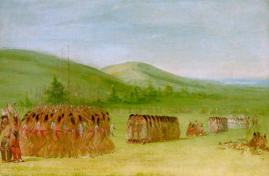 Ball-play Dance, Choctaw, vintage artwork by George Catlin, A3 (16x12") Poster Print