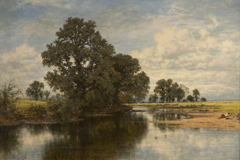 Green Pastures and Still Waters, vintage artwork by Benjamin Williams Leader, 12x8" (A4) Poster