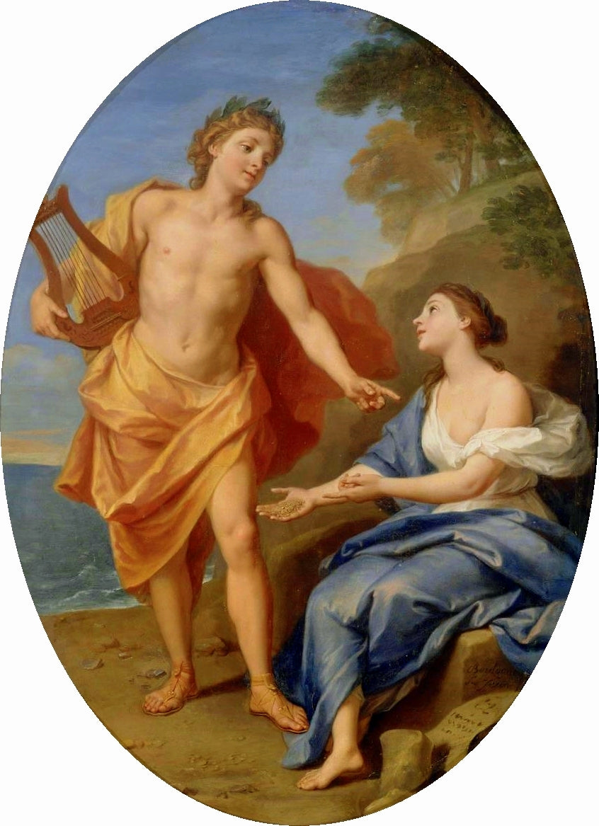 Apollo with the Siby l, vintage artwork by Louis de Boullogne the Younger, 12x8" (A4) Poster