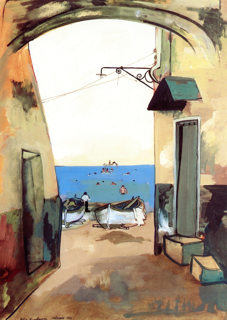 Alley to the Sea, vintage artwork by Felix Nussbaum, 12x8" (A4) Poster