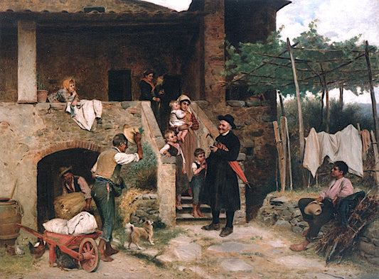 La Visita, vintage artwork by Luigi Bechi, 12x8" (A4) Poster