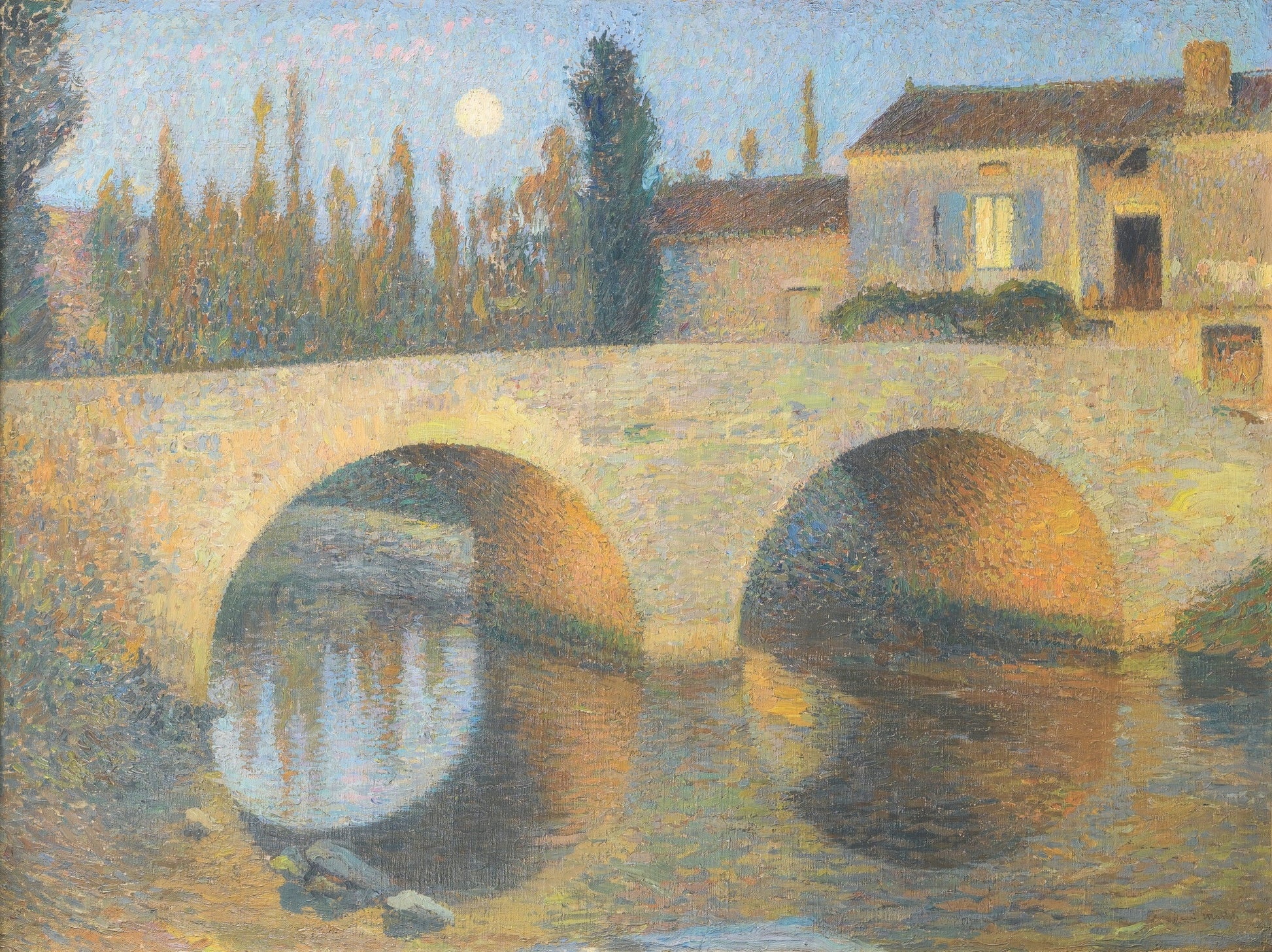 The Bridge at Labastide au Vert, vintage artwork by Henri Martin, 12x8" (A4) Poster
