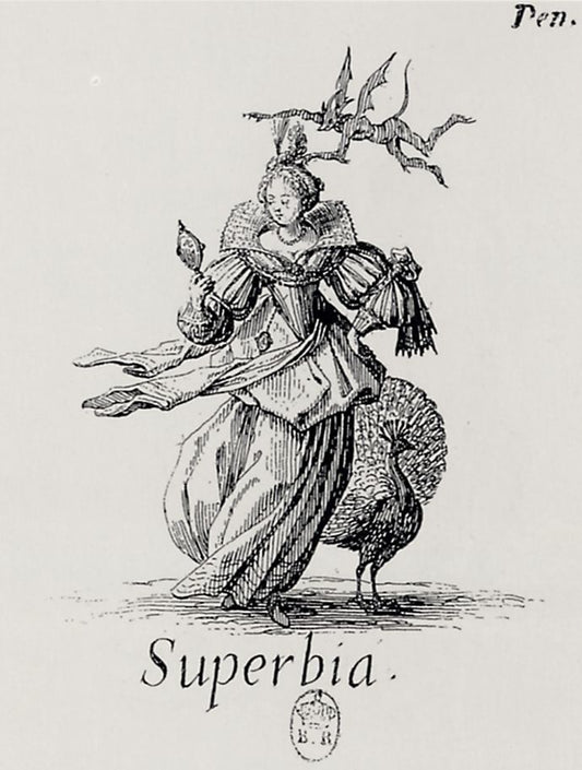 Seven Deadly Sins Superbia, vintage artwork by Jacques Callot, 12x8" (A4) Poster