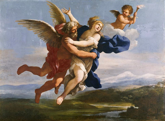 Boreas Abducting Oreithyia, vintage artwork by Giovanni Francesco Romanelli, 12x8" (A4) Poster