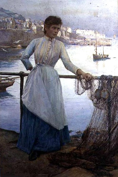 Girl In Blue, vintage artwork by Henry Meynell Rheam, 12x8" (A4) Poster