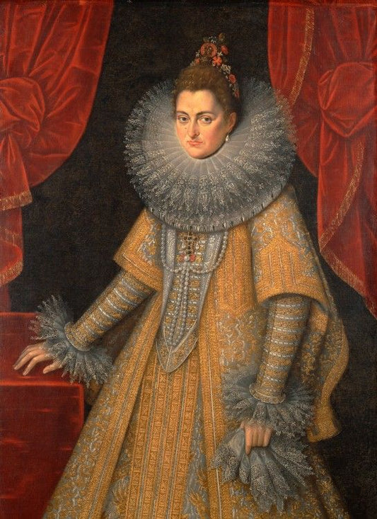 Portrait of Isabella Clara Eugenia, Archduchess of Austria, vintage artwork by Frans Pourbus the Younger, 12x8" (A4) Poster