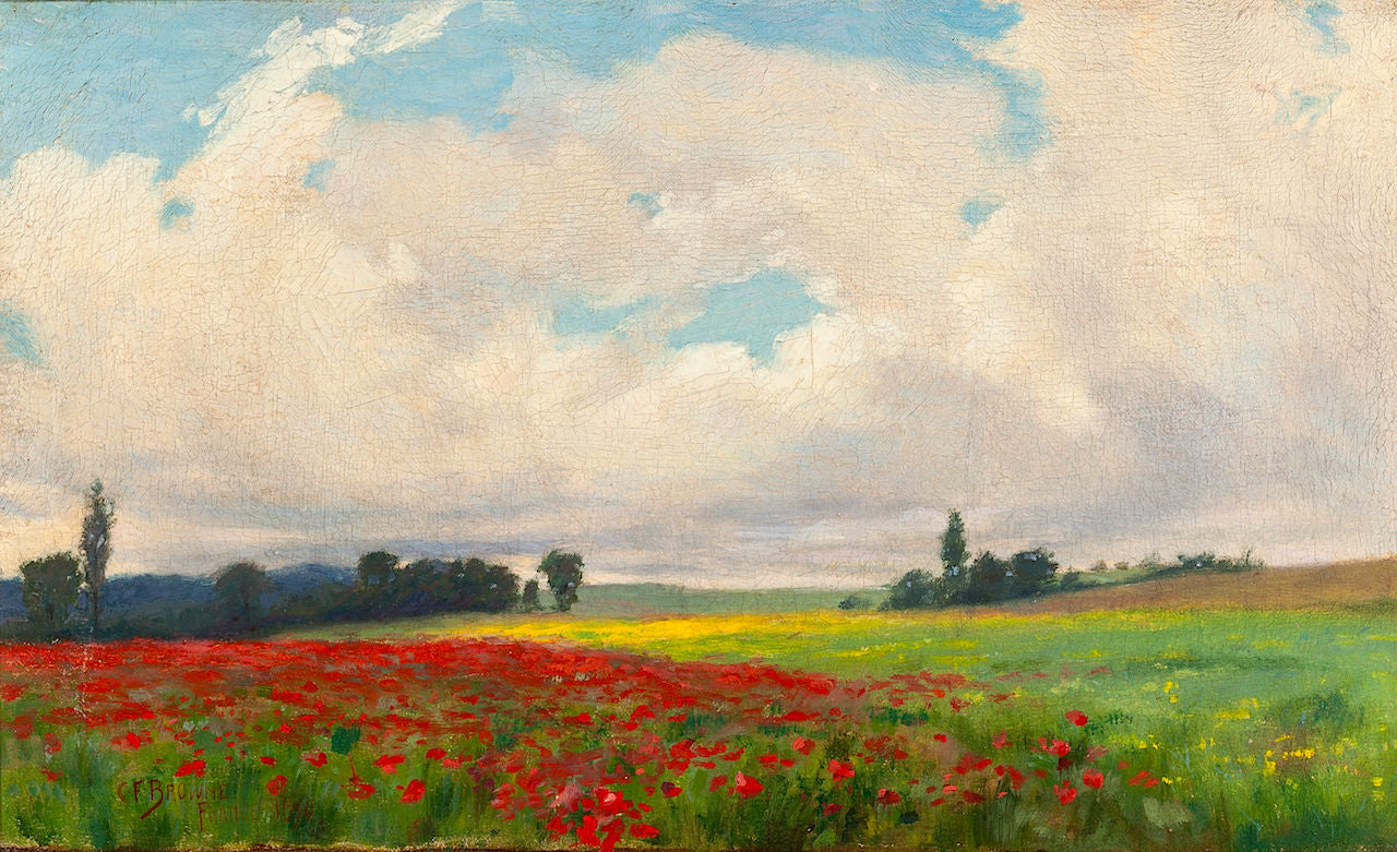 A French Poppy Field, vintage artwork by Charles Francis Browne, 12x8" (A4) Poster