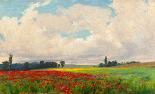 A French Poppy Field, vintage artwork by Charles Francis Browne, 12x8" (A4) Poster
