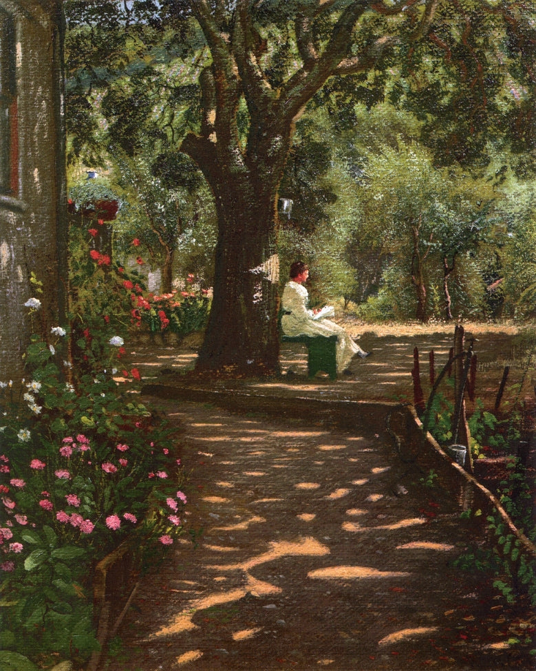 Lady Under a Tree, vintage artwork by Walter I. Cox, 12x8" (A4) Poster