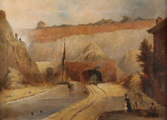 Strood Tunnel, Thames and Medway Canal, Kent, vintage artwork by James Baker Pyne, A3 (16x12