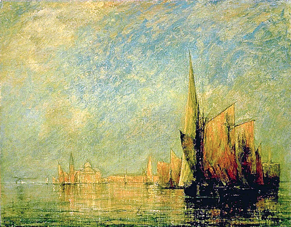 Sunset, San Giorgio, Venice, vintage artwork by William Gedney Bunce, 12x8" (A4) Poster