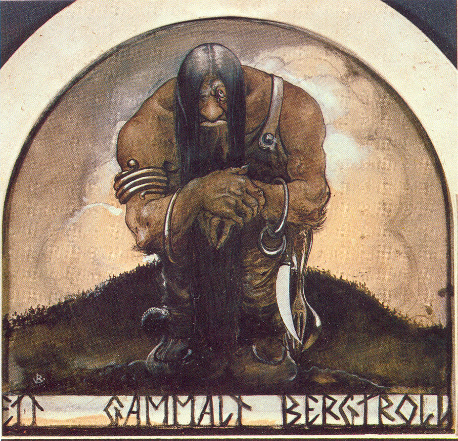An old mountain troll, vintage artwork by John Bauer, 12x8" (A4) Poster