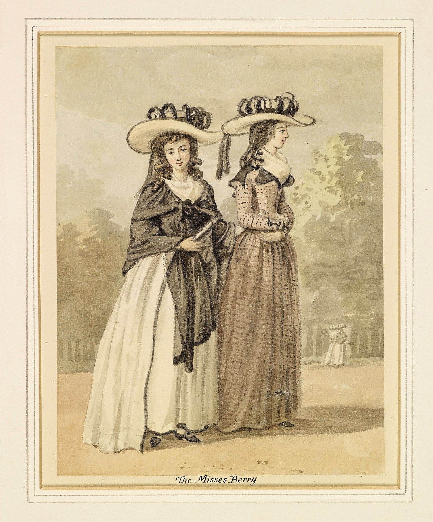 'The Misses Sandby  of Norwich', vintage artwork by Paul Sandby , R.A., 12x8" (A4) Poster