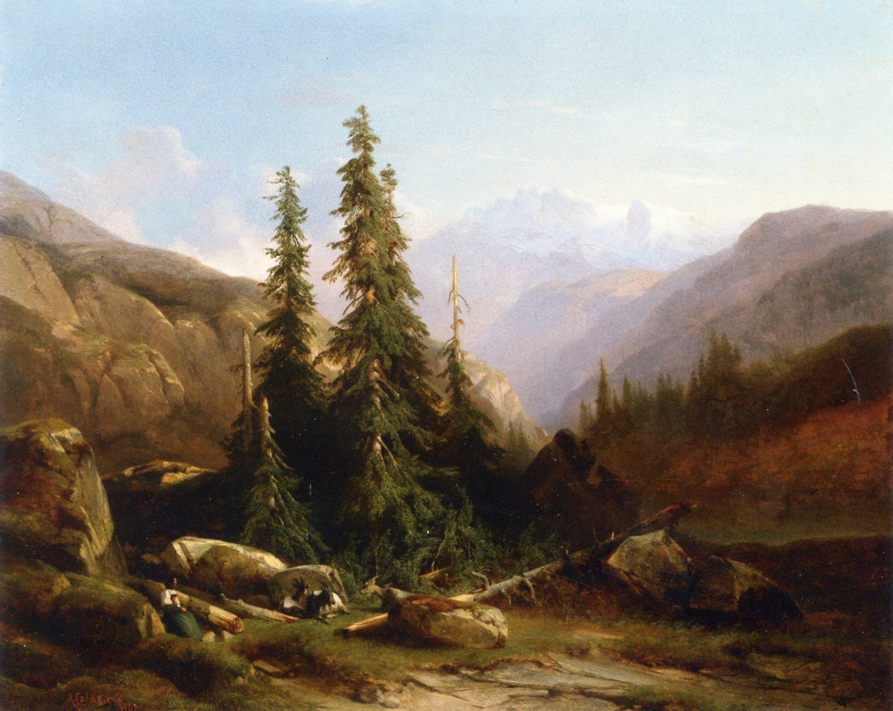 Alps with Fir Trees, vintage artwork by Alexandre Calame, A3 (16x12") Poster Print