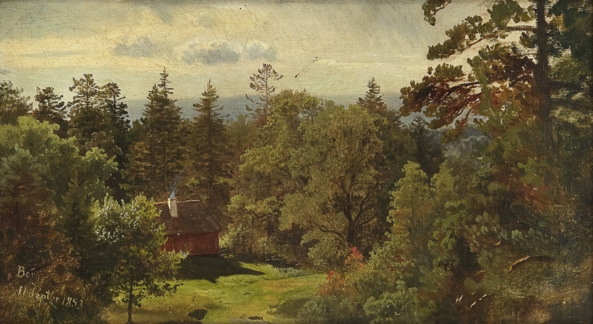 Berg, Study, vintage artwork by Hans Gude, 12x8" (A4) Poster