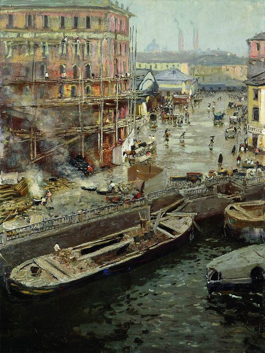 Catherine Canal in St.Petersburg, vintage artwork by Nikolai Nikanorovich Dubovskoy, 12x8" (A4) Poster