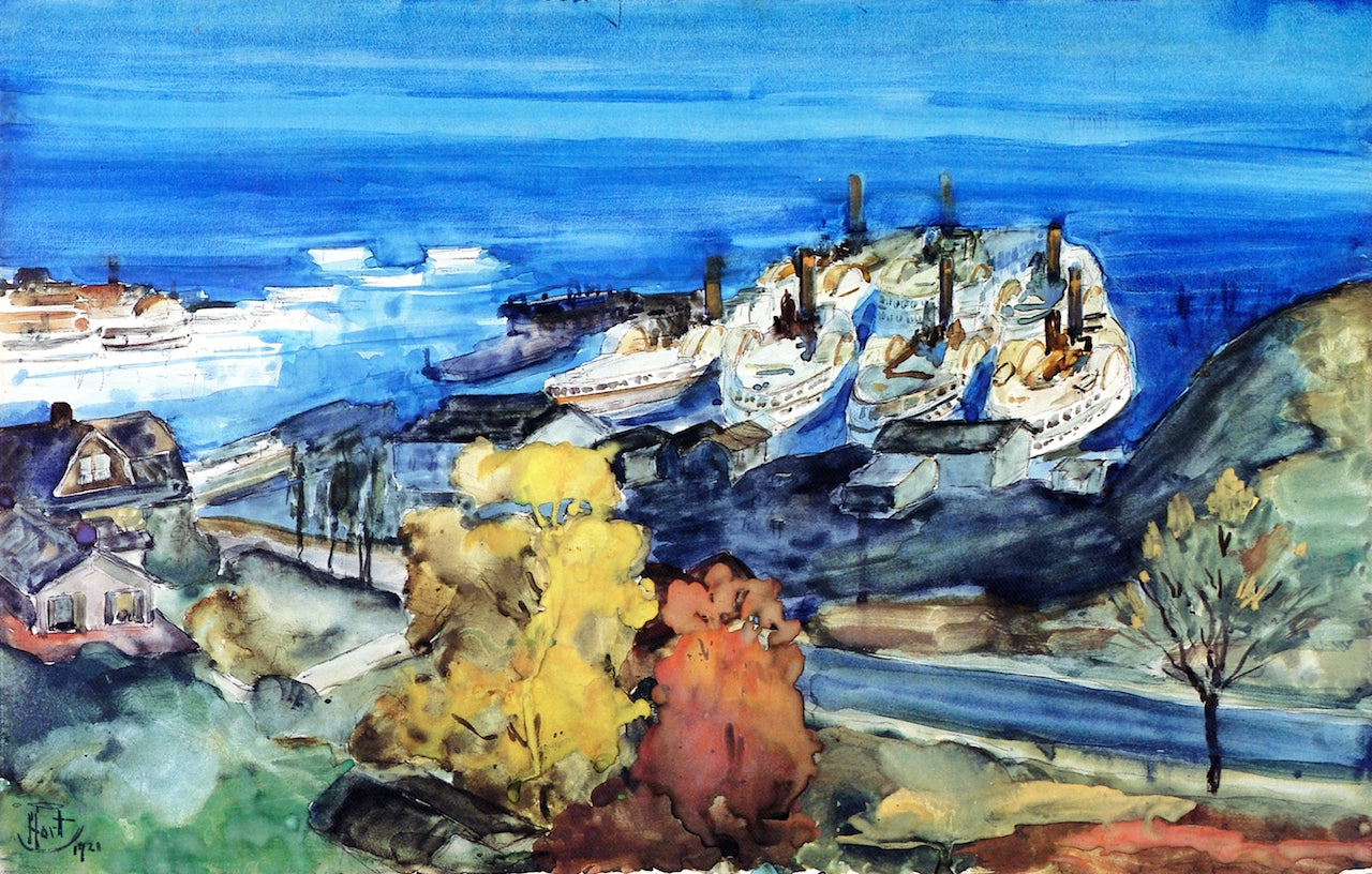 Fore Lee Boat Docks by George (Pop) Overbury Hart,A3(16x12")Poster