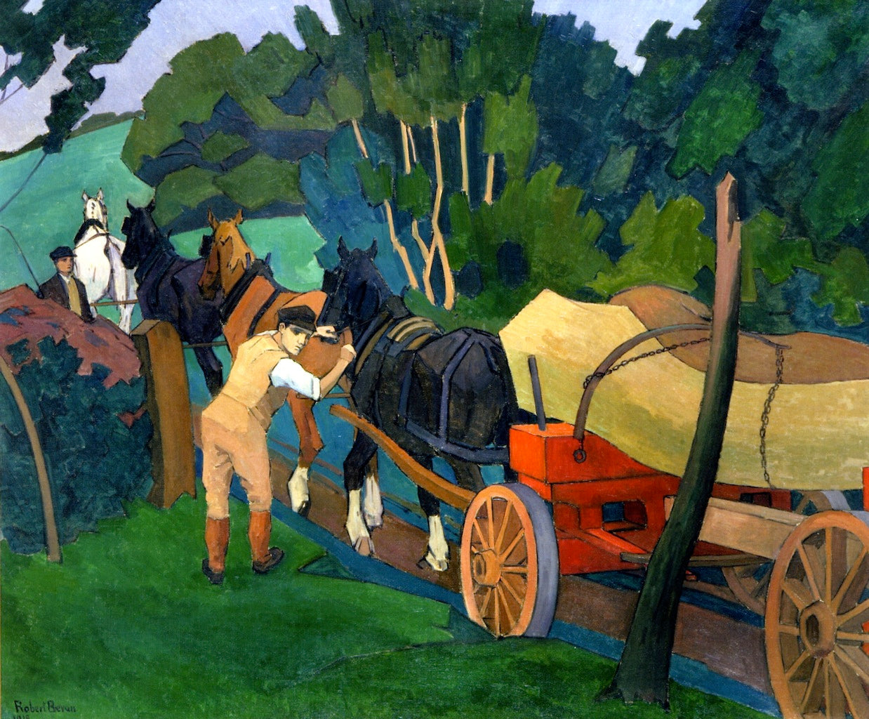 Timber Hauling, vintage artwork by Robert Bevan, 12x8" (A4) Poster
