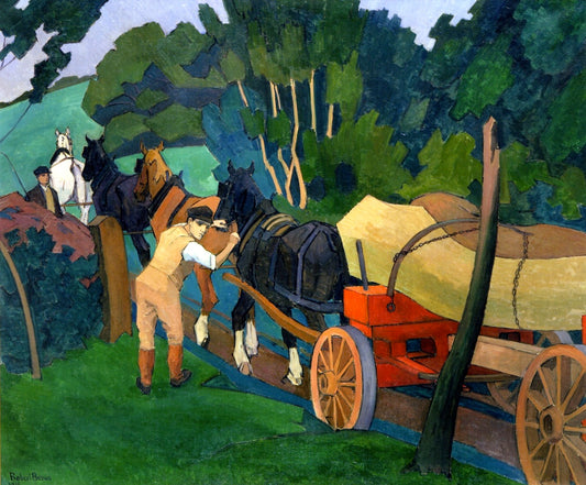 Timber Hauling, vintage artwork by Robert Bevan, 12x8" (A4) Poster