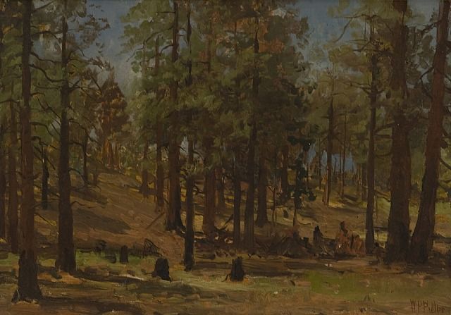 Figures in a forest, vintage artwork by William Preston Phelps, 12x8" (A4) Poster