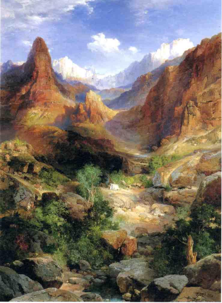 Bright Angel Trail, vintage artwork by Thomas Moran, 12x8" (A4) Poster