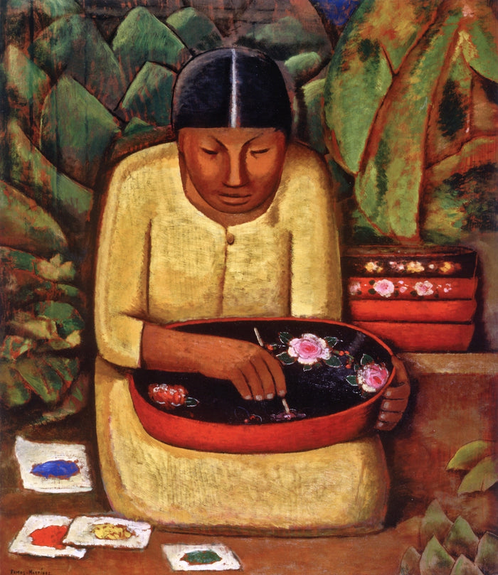La Pintora de Uruapan, vintage artwork by Alfredo Ramos Martinez, 12x8