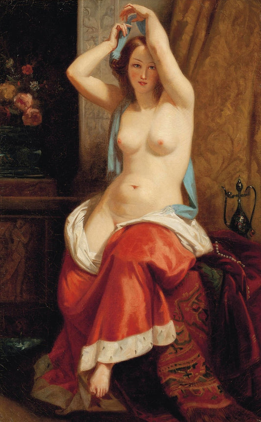 A beauty undressing, vintage artwork by Charles Edouard Boutibonne, A3 (16x12") Poster Print