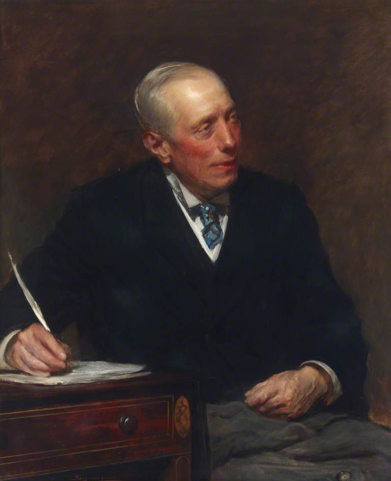 James C. N. White, Chairman of the Governing Body and Treasurer of Birkbeck College, vintage artwork by John Seymour Lucas, 12x8" (A4) Poster