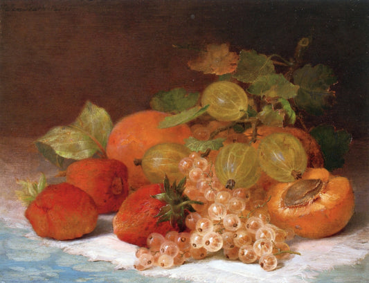 Apricots and Berries, vintage artwork by Helen Searle Pattison, 12x8" (A4) Poster