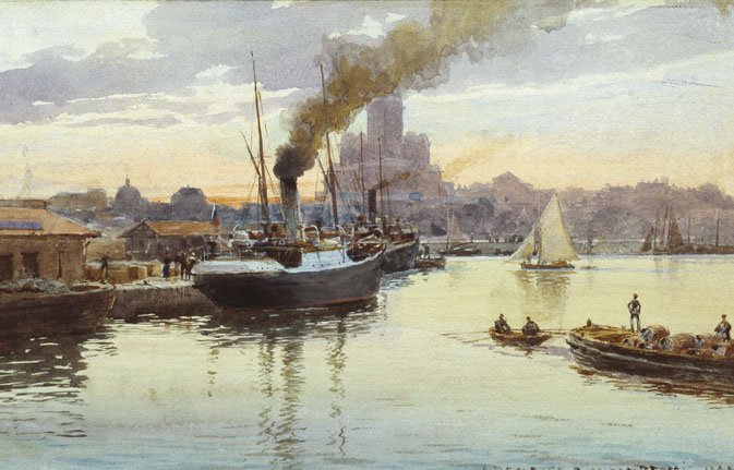 The Port, vintage artwork by Albert Benois, 12x8" (A4) Poster