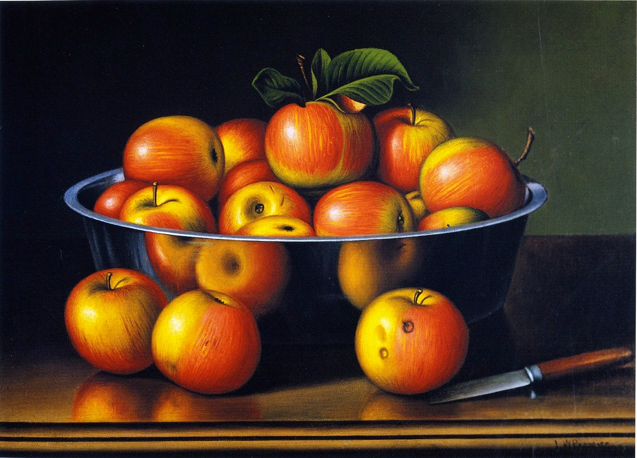 Apples in a Tin Pan, vintage artwork by Levi Wells Prentice, 12x8" (A4) Poster