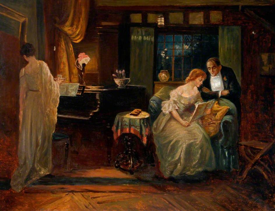Reading after Dinner, vintage artwork by Sir William Quiller Orchardson, 12x8" (A4) Poster