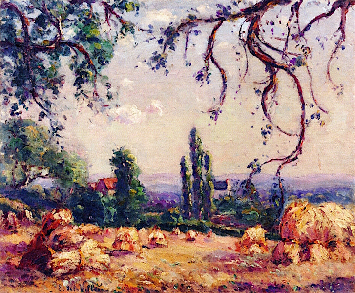 Landscape with Haystacks by Emmanuel de la Villeon,A3(16x12")Poster