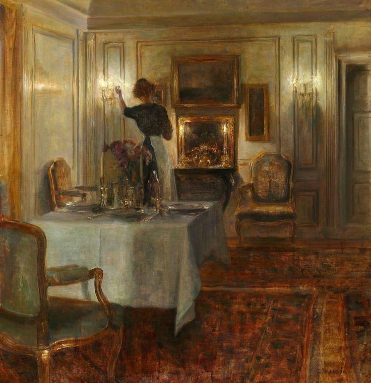 Evening interior by Carl Vilhelm Holsoe,A3(16x12")Poster