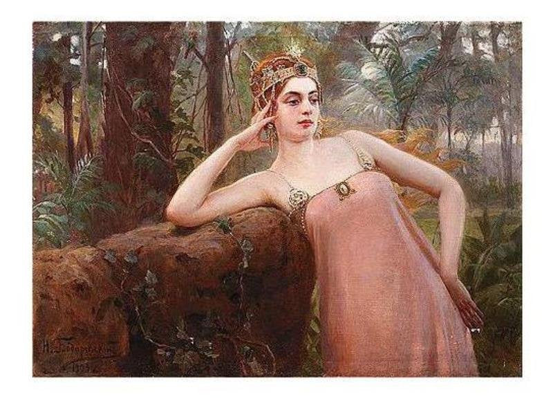 A Beauty, vintage artwork by Nikolai Bodarevsky, 12x8" (A4) Poster