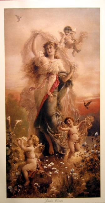 Garden Cherubs by Hans Zatzka,A3(16x12")Poster