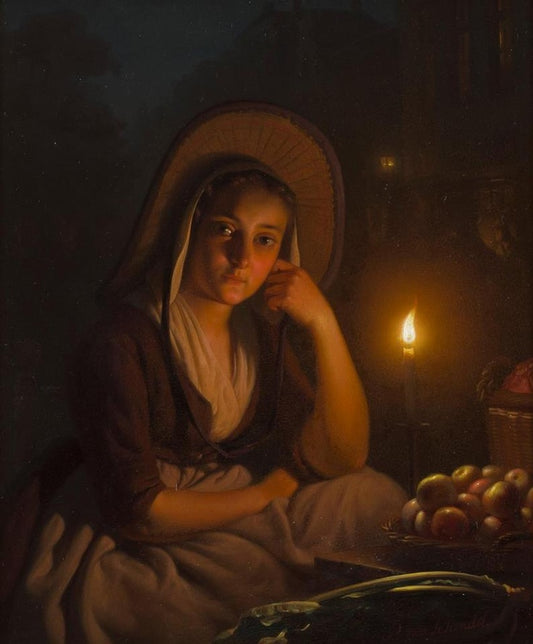 by  the Candlelight, vintage artwork by Petrus van Schendel, A3 (16x12") Poster Print