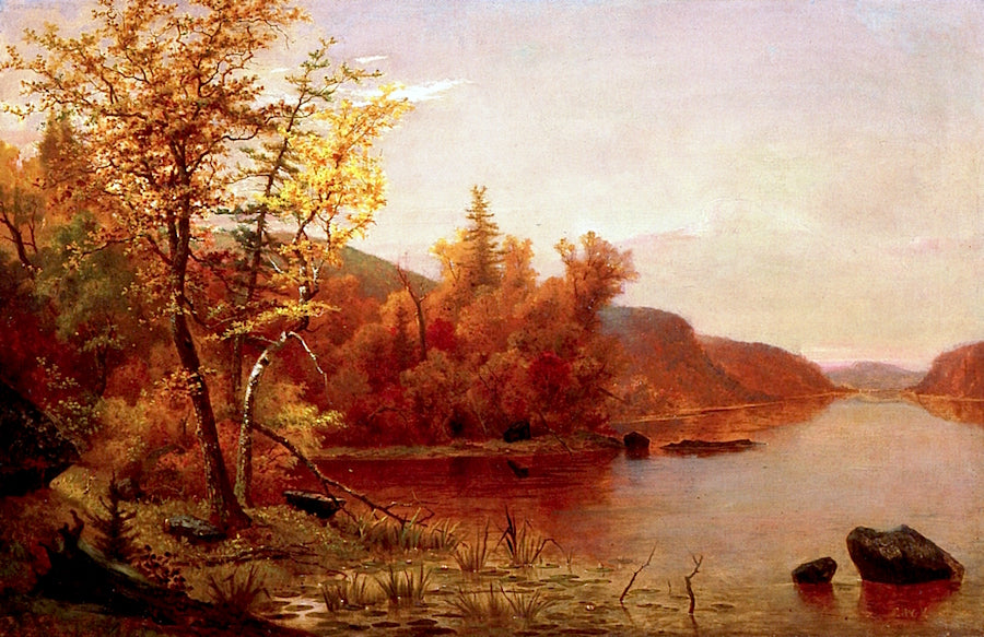 Autumn River Landscape, vintage artwork by Charles W. Knapp, 12x8" (A4) Poster